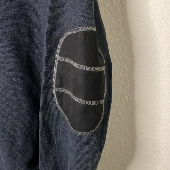 Codice Men's 1/4 Zip/ button Pullover Sweater Patch Elbows Dark Navy Size M - Picture 3 of 11